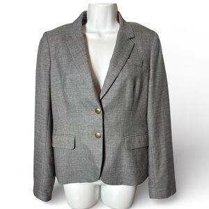 J Crew Women Schoolboy Gray Wool Blend Single Breasted Blazer Sz 8 Academia Prep